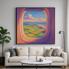 Póster Paisaje de la ventana del avión - Estilo Painterly