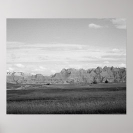 Póster Paisaje de las Badlands en blanco y negro 16x20