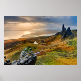 Póster Paisaje de las colinas rocosas de Escocia