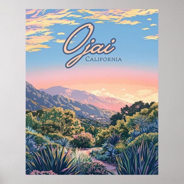 Póster Paisaje de las montañas Ojai California Topa Topa (Frente)