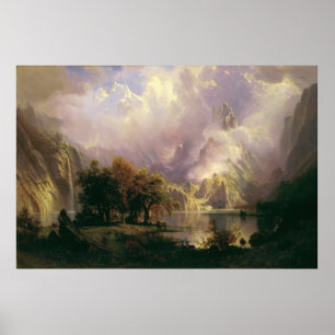 Póster Paisaje de las montañas rocosas (1870)