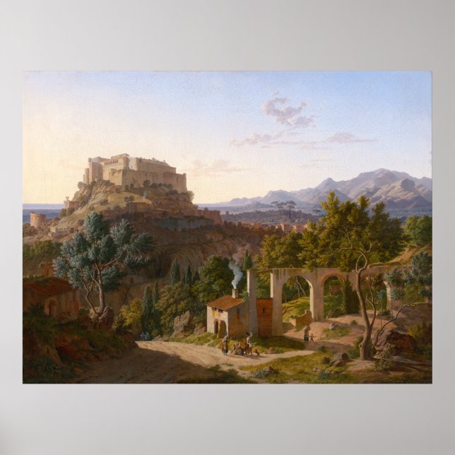 Póster Paisaje de Leo von Klenze con el Castillo (Frente)