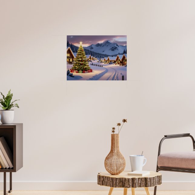 Póster Paisaje de luces de Navidad con nieve (Salón 3)