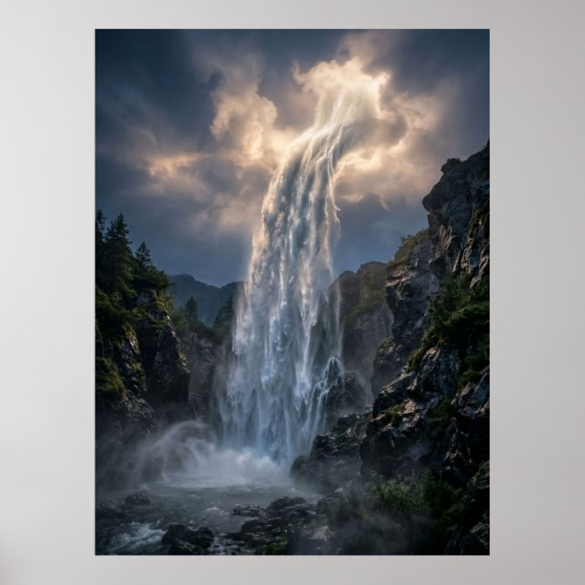 Póster Paisaje de Luz de Cascada Celestial (Frente)