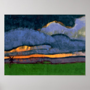 Póster Paisaje de marisma con un molino Emil Nolde