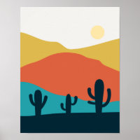 Paisaje de montaña del desierto con Cactus