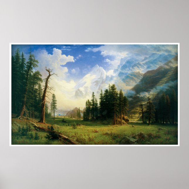 Póster Paisaje de montaña por Albert Bierstadt (Frente)