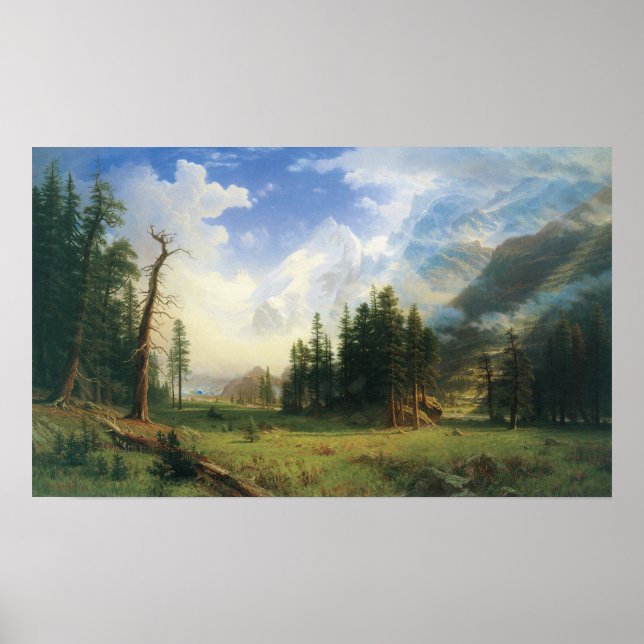 Póster Paisaje de montaña por Albert Bierstadt (Frente)