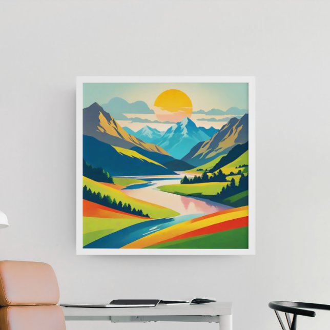 Póster Paisaje de montaña retro Arte de pared acrílico (Subido por el creador)