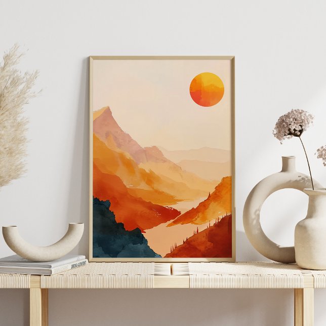 Póster Paisaje de montaña Retro Sunset Mountain (Subido por el creador)