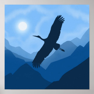 Póster Paisaje de montaña. Vuelo de un pájaro