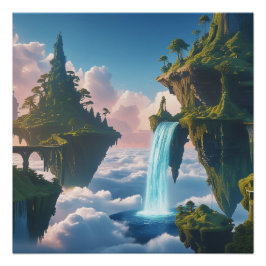 Póster Paisaje de montañas flotantes