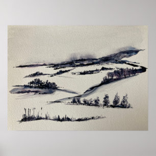 Póster Paisaje de nieve