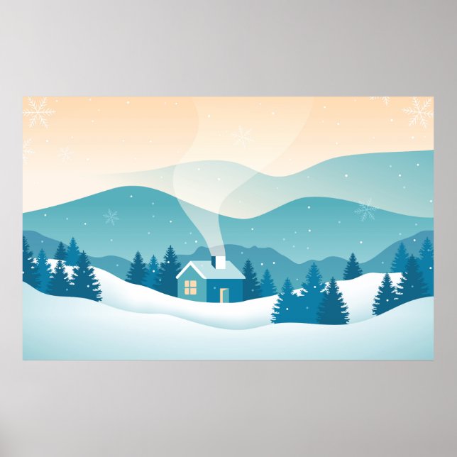 Póster Paisaje de nieve (Frente)