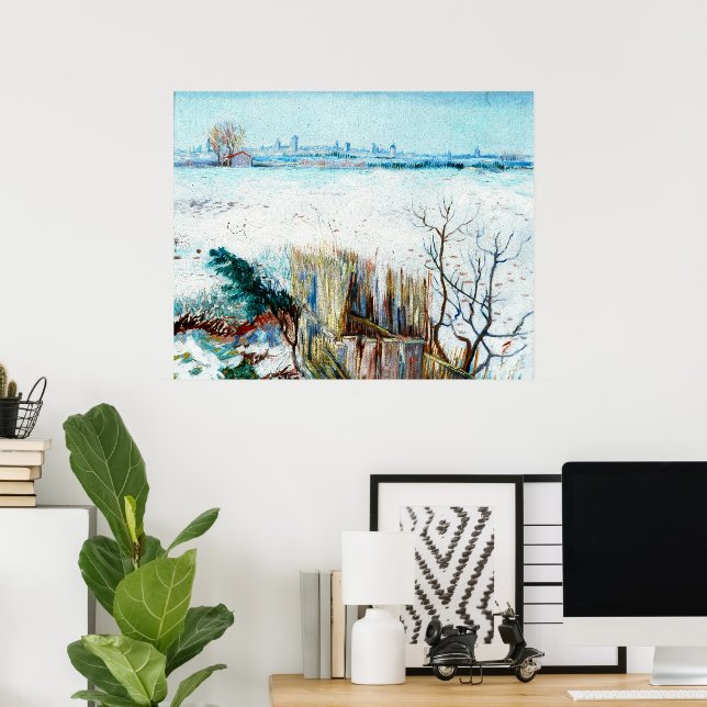 Póster Paisaje de nieve con Arles por Vincent van Gogh (Oficina en casa)