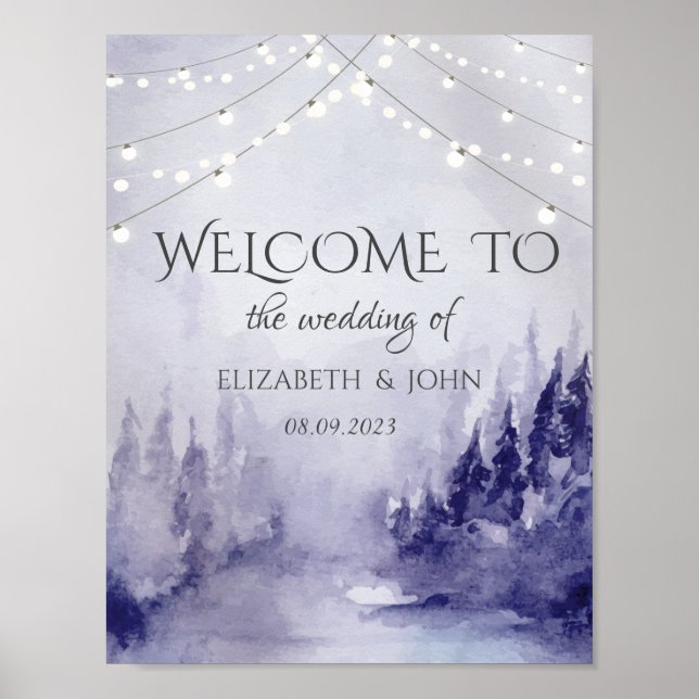 Póster Paisaje de nieve de invierno violeta (Frente)