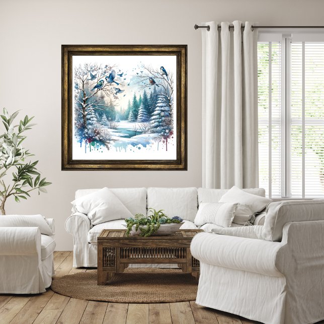 Póster Paisaje de nieve de los bosques de invierno (Winter Forest Snow Landscape Poster 1)