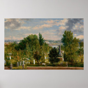 Póster Paisaje de Nueva Inglaterra con cementerio