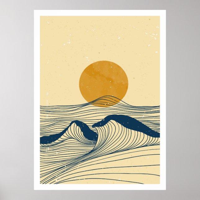 Póster paisaje de olas del océano (Frente)
