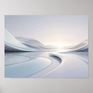Póster Paisaje de Onda Futurista Blanco Perlescente