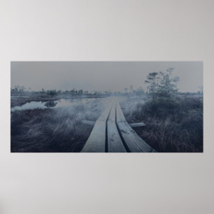 Póster Paisaje de oscilación de niebla