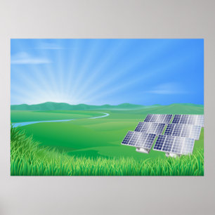 Póster Paisaje de Paneles Solares Ecológicos
