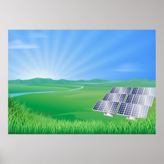 Póster Paisaje de Paneles Solares Ecológicos (Frente)