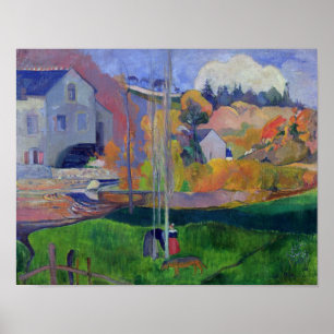 Póster Paisaje de Paul Gauguin el   Bretaña: el molino de