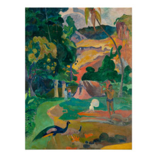 Póster Paisaje de Paul Gauguin Matamoe con pavos reales