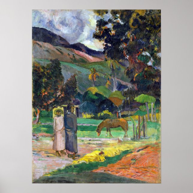 Póster Paisaje de Paul Gauguin Tahitian (Frente)