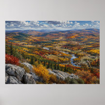 Paisaje de pintura del valle del río otoñal