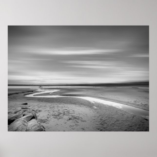 Póster Paisaje de Playa Blanca y Negra con Corriente de M (Frente)