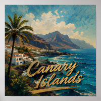 Paisaje de playa de acuarela de las Islas Canarias
