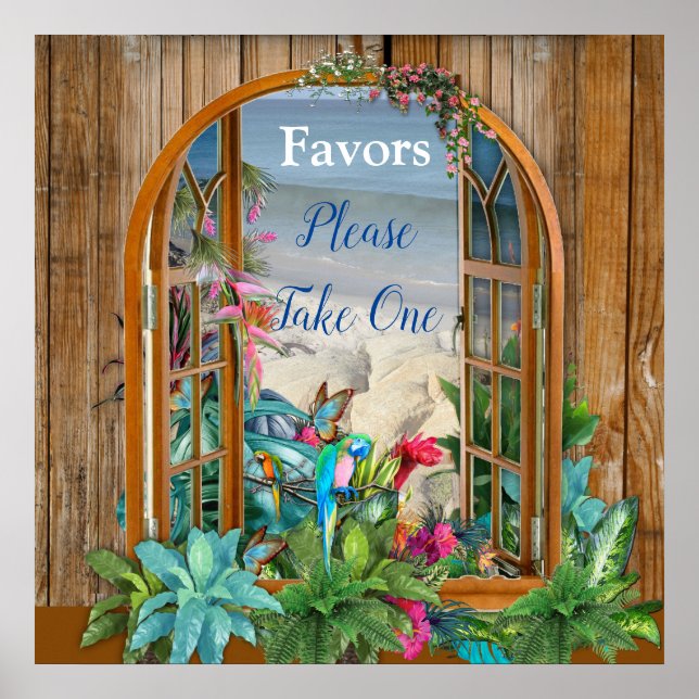 Póster Paisaje de playa del Paraíso de la Flora Tropical (Frente)