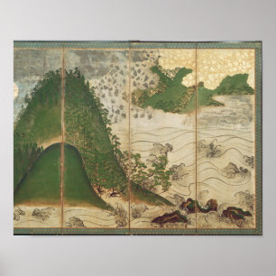 Póster Paisaje de primavera con sol