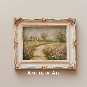 Póster Paisaje de primavera de pinturas de senderos de ja