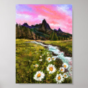 Póster Paisaje de primavera - Floración - Pintura origina