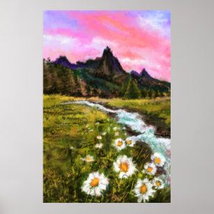 Póster Paisaje de primavera - Flores - Pintura original