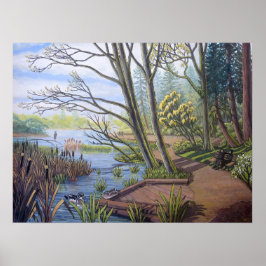 Póster Paisaje de primavera Pintado Laguna perdida Vancou