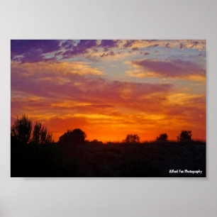 Póster Paisaje de puesta de sol ardiente