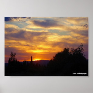 Póster Paisaje de puesta de sol en la montaña