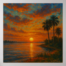 Póster Paisaje de puesta de sol floridano