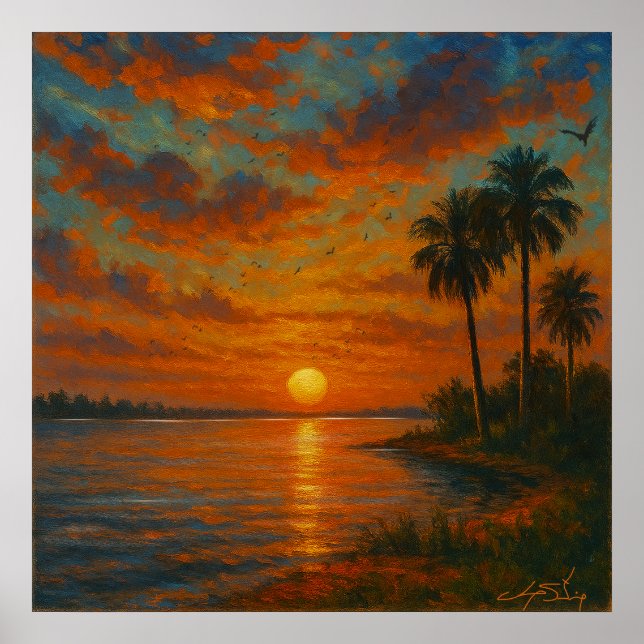 Póster Paisaje de puesta de sol floridano (Frente)