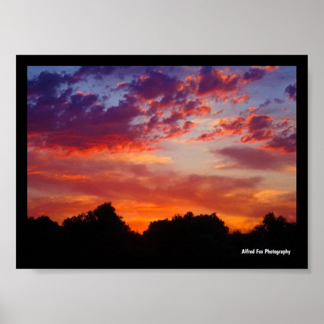 Póster Paisaje de puesta de sol morada (Frente)