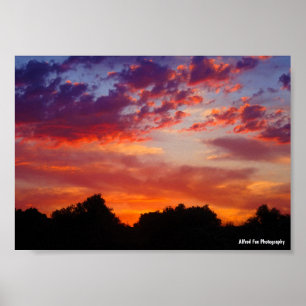 Póster Paisaje de puesta de sol morada