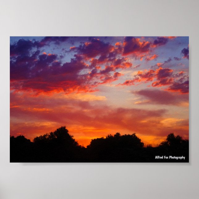 Póster Paisaje de puesta de sol morada (Frente)