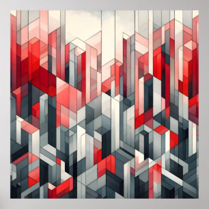 Póster Paisaje de rejilla carmesí