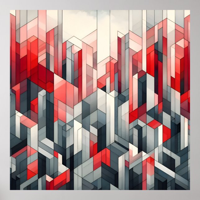 Póster Paisaje de rejilla carmesí (Frente)