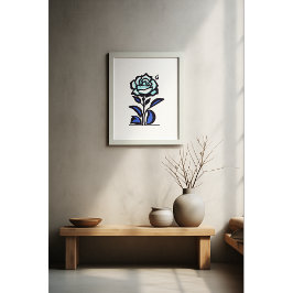 Póster Paisaje de Rosa azul