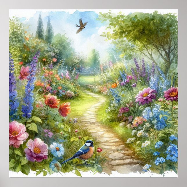 Póster Paisaje de senderos de jardín 4 (Frente)